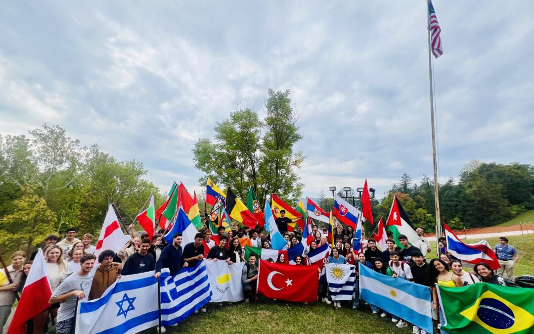 Davis & Elkins College students raise the flag of their country for the Annual International Flag Raising Ceremony